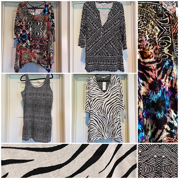 Tops - Bundle of 4 | 1X Tunic Aztec Tops Bundle